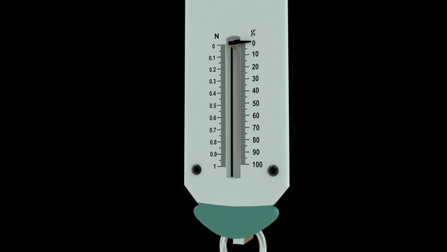 A spring balance measures the weight of an object (the gravitational force acting on it) rather than its mass. It works on Hooke's Law, which states that the extension of a spring 