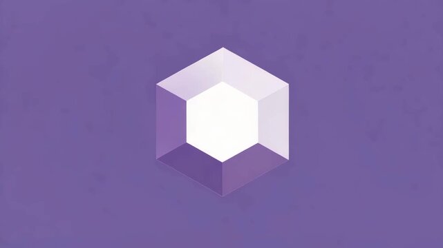 A 3d geometric shape with a hexagonal prism on a purple background with subtle texture