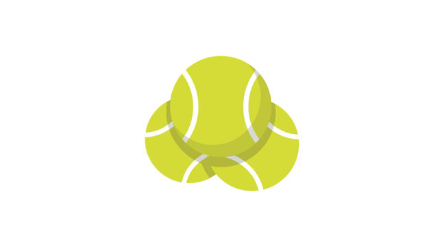 Three bright yellow tennis balls arranged in a cluster on a white background.
