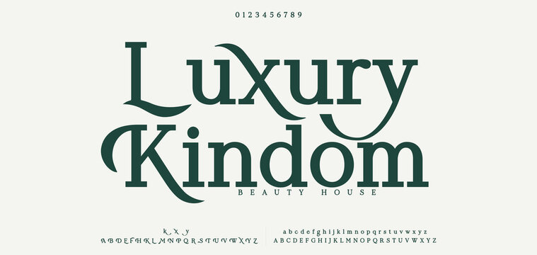 Luxury Kindom Elegant luxury modern beauty logo alphabet font. Typography beautiful fashion classic letters serif italic fonts decorative wedding vintage logos. vector illustration