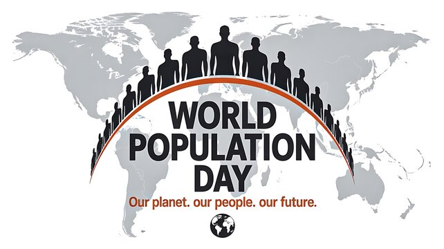 World population day awareness concept with global community and earth map