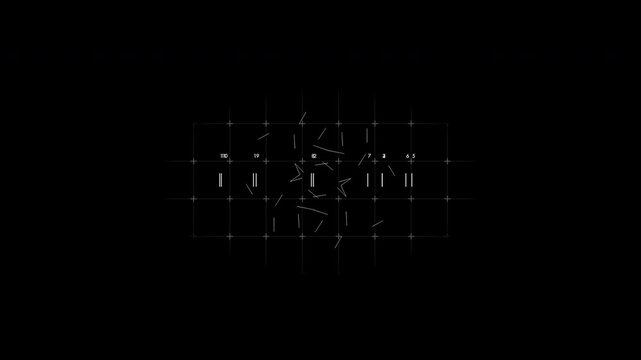Sci-fi FUI targeting system overlay featuring active coordinate calibration and moving geometric vectors. Perfect for sci-fi films, technological interfaces, and destination tracking.