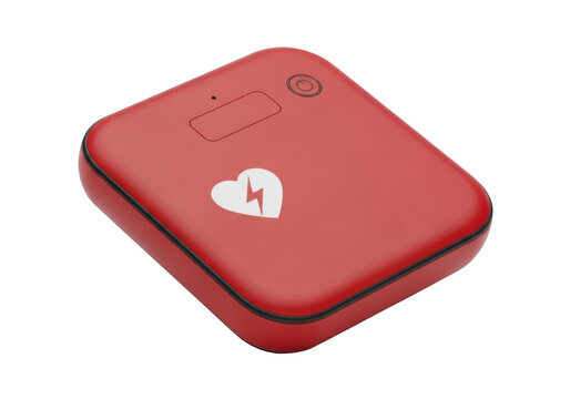Portable automated external defibrillator aed device isolated on transparent background