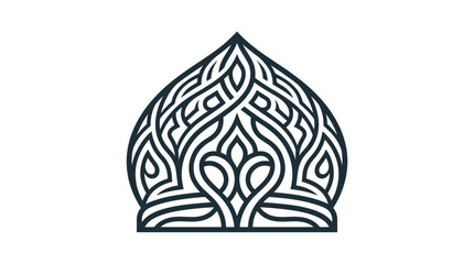 An intricate ornamental dome shaped icon with flowing linear patterns. © anindya