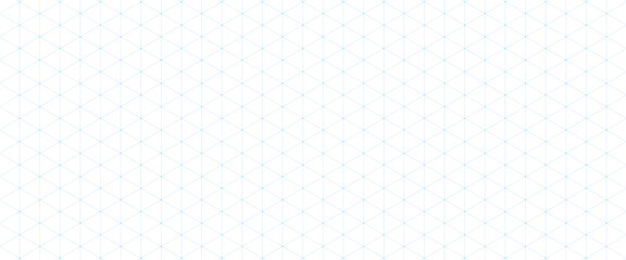 Seamless isometric grid paper. Dotted linear triangular blueprint repeating pattern. Graph guide background for engineering, architect, technical drawing. Vector blue lined ruler sheet page template © Arif Lukman
