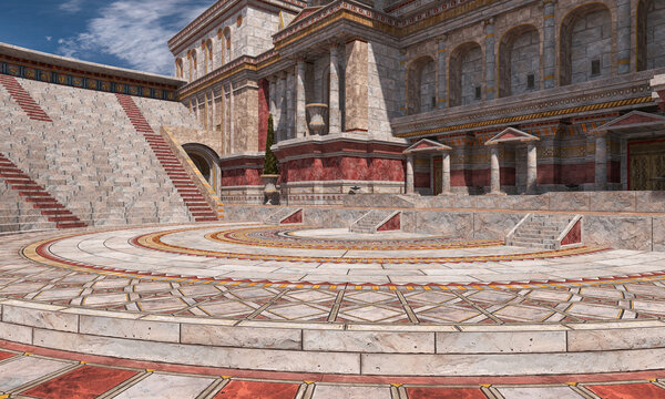 Fantasy ancient theater arena backplate with marble floor