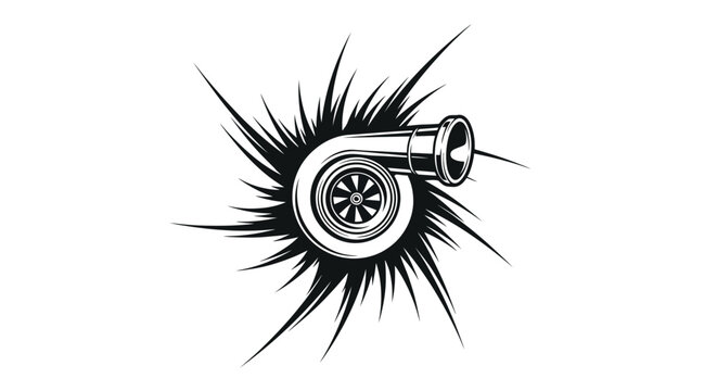 Turbocharger Burst Black and White Graphic - Automotive Performance