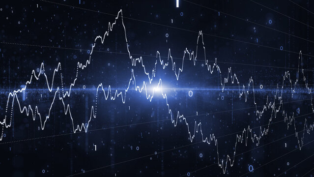 Business cyberspace binary numbers network with graphs illustration background.