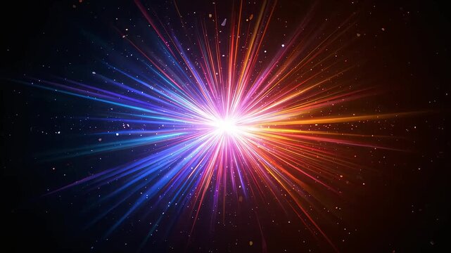 A supernova explosion-like effect with vibrant rays of light and particles exploding in all directions from the center.