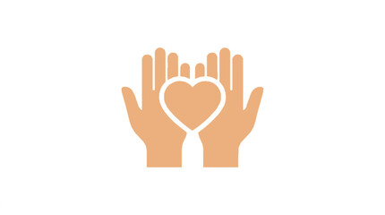 Obraz premium Flat design illustration of hands holding a red heart