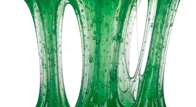 Green slime texture with bubbles isolated on white background