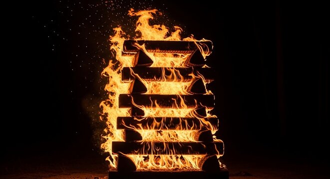 Inferno's Embrace: Wooden Ascent Ablaze