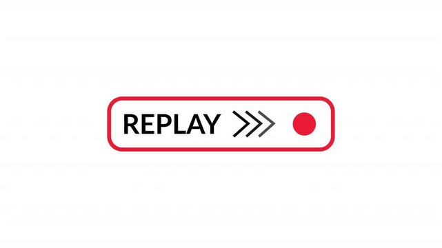 Animated replay navigation button with forward arrows and playback control isolated on bright background for interface design