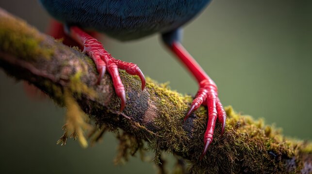 Bird perched on a mossy branch