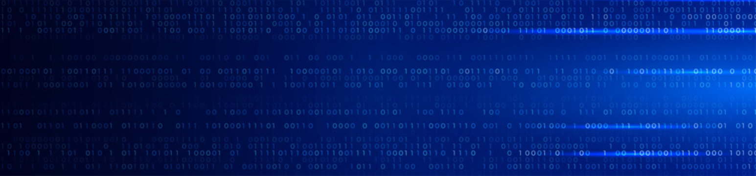 1 0 Binary Code, Abstract Matrix Blue Background for Computer Data Digital Technology, Cybersecurity, SaaS, Software Cyber Tech Pattern. Information Network Texture Programming BG. Vector Backdrop
