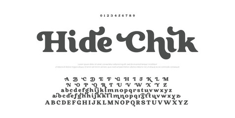 Hide Chik Luxury font alphabet logo. Typography Beauty fashion elegant classic letters serif italic fonts decorative wedding vintage blossom logos. vector illustration © Font_Hub