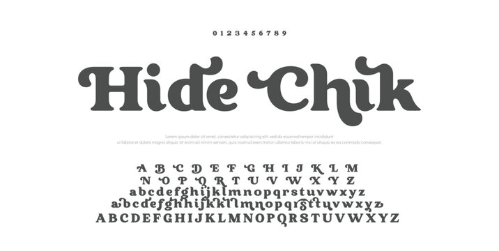 Hide Chik Luxury font alphabet logo. Typography Beauty fashion elegant classic letters serif italic fonts decorative wedding vintage blossom logos. vector illustration