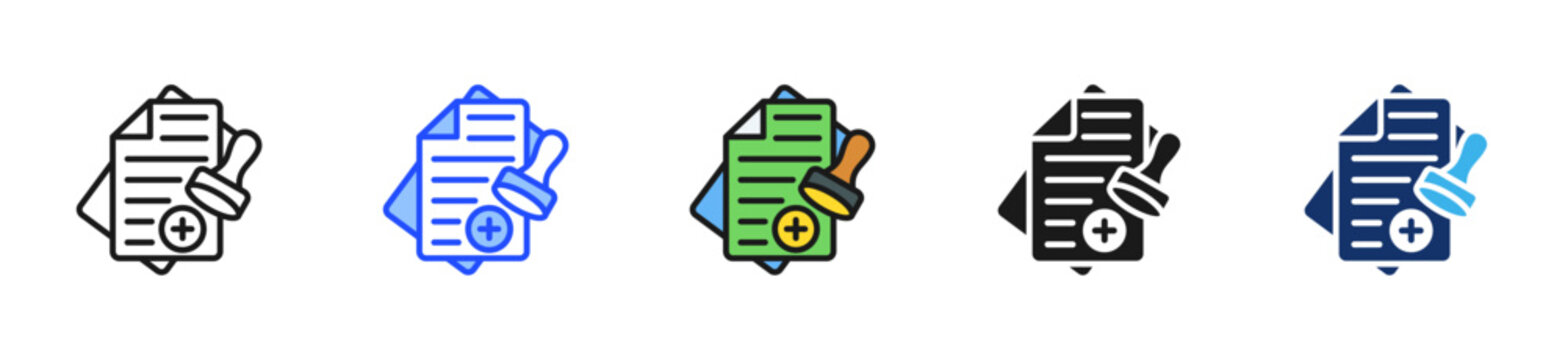 Health Authorization Icon Collection With Multiple Styles