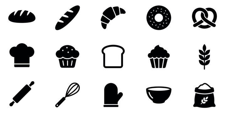 Baking icon set editable vector illustration bakery symbols