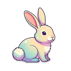 Fototapeta premium Cute cartoon bunny rabbit illustration with pastel colors.
