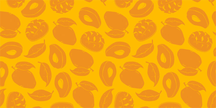 mango pattern background. mango fruit pattern wallpaper. Mango flat illustration pattern. Seamless patern of Mango Fruit with Leaves wallpaper.