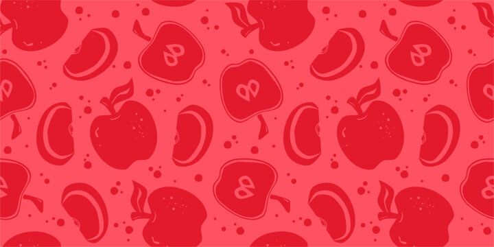 apple seamless pattern background. red apple fruit pattern Hand drawn. fresh apple Vector pattern.