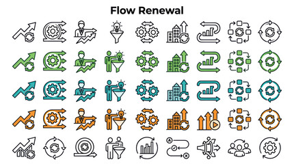 Fototapeta premium Business process icons for workflow optimization and agile growth