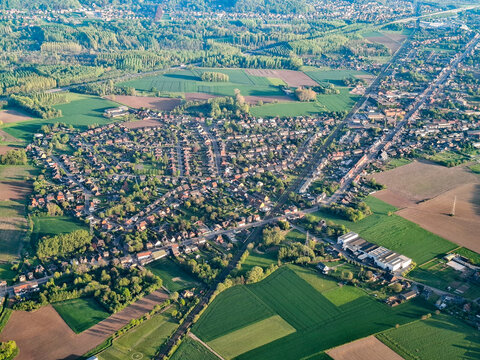 Aerial view on Wilsele-Putkapel, village in Flanders, Belgium, located between cities Leuven and Aarschot