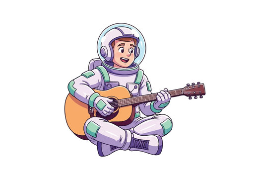 Astronaut Playing Guitar in Space.