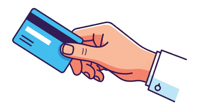 Hand Holding a Blue Credit Card for Payment.