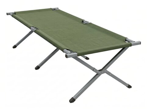 Compact Folding Military Style Camping Cot Bed for Outdoor Adventures.