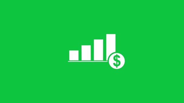 statistic growth business icon with loop dollar sin business concept on green background and Alpha channel. Increasing business growth chart with dollar sin.
