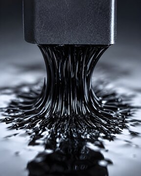 Ferrofluid Flowing Up Gravity Strong Bar Magnet Field Lines Surface Macro