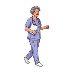 Female Nurse Practitioner with Penlight Flat Vector Illustration © AADIL