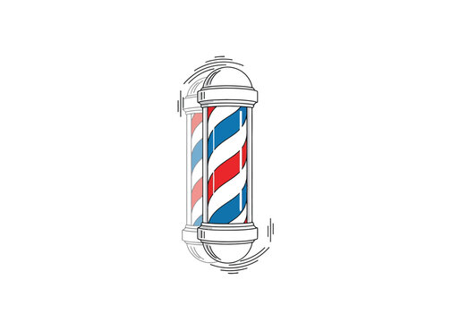 Iconic red white and blue spinning barber shop pole sign illustration