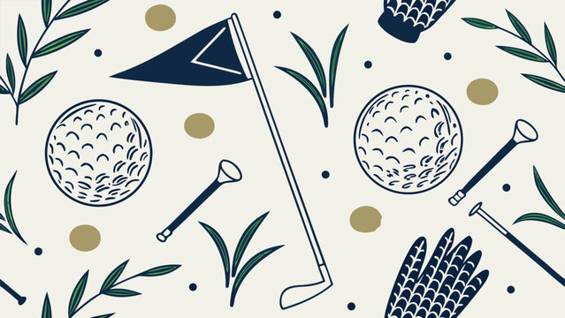 Golf Elements Pattern Vector Illustration