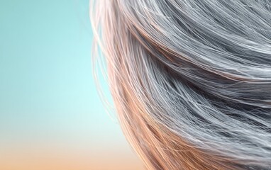 Fototapeta premium Close-Up of a Single Strand of Gray Hair Against a Soft Background