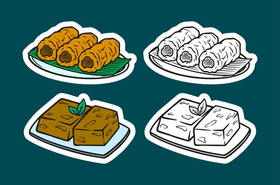 Indonesian Traditional Snacks Illustration Set