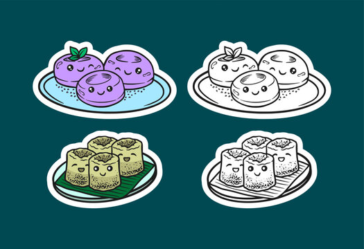 Kawaii Mochi and Dim Sum Illustration Set