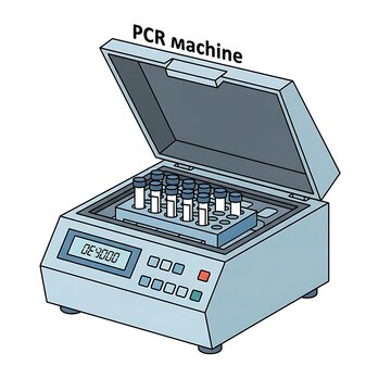 Modern PCR thermal cycler machine for DNA analysis.