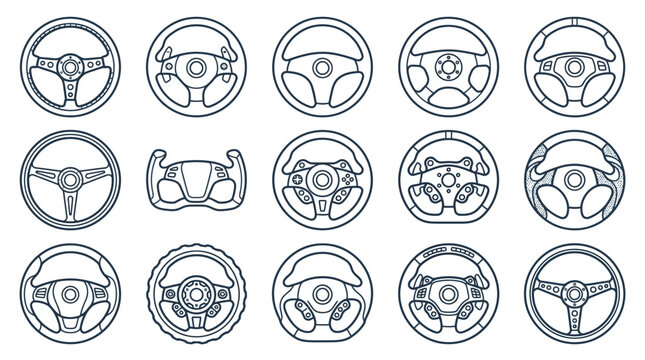Collection of Various Car Steering Wheels and Racing Wheel Designs