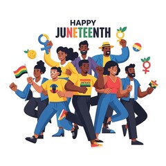 Obraz premium Diverse group of people celebrating Juneteenth with joy and unity.