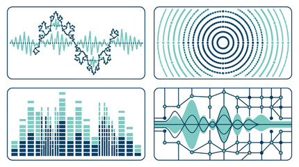 Naklejka premium A set of four abstract digital data visualization charts