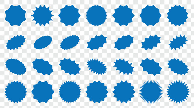 starburst sticker set - collcetion of stared round and oval labels and badges with best offer and discount sign. Sticker Set Zigzag. sunburst badges icon. 