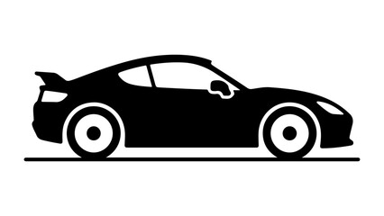 Fototapeta premium black sports car silhouette icon side view minimal automotive vehicle graphic illustration on white background