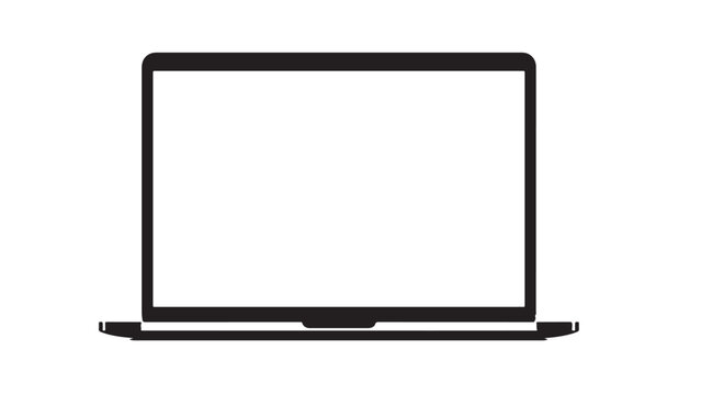 Minimalist laptop silhouette with blank screen for displaying digital interface mockups, software product demonstrations, and responsive web design presentations in professional technology marketing m