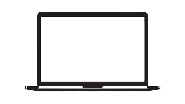 Minimalist laptop silhouette with blank screen for displaying digital interface mockups, software product demonstrations, and responsive web design presentations in professional technology marketing m