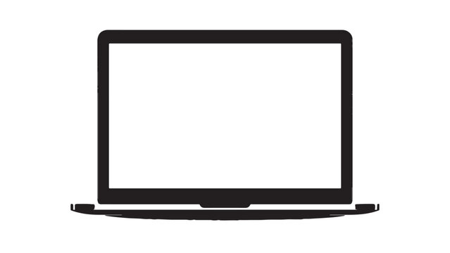 Minimalist laptop silhouette with blank screen for displaying digital interface mockups, software product demonstrations, and responsive web design presentations in professional technology marketing m