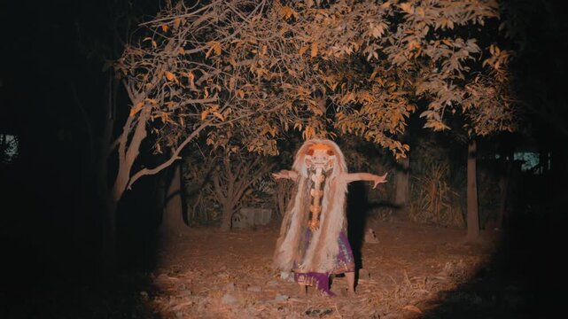 Rangda with Arms Spread in Haunted Woods