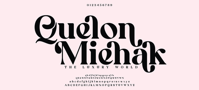 Quelon Miehak Elegant alphabet letters font logo. Typography luxury classic lettering serif italic fonts decorative wedding vintage retro logos. vector illustration